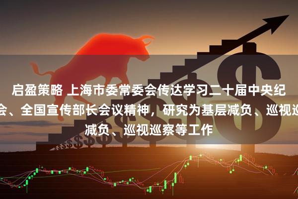 启盈策略 上海市委常委会传达学习二十届中央纪委五次全会、全国宣传部长会议精神，研究为基层减负、巡视巡察等工作